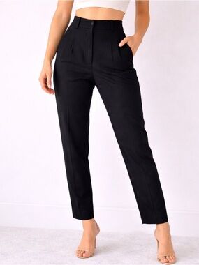 Zara Black High-Waist Tapered Dress Pants